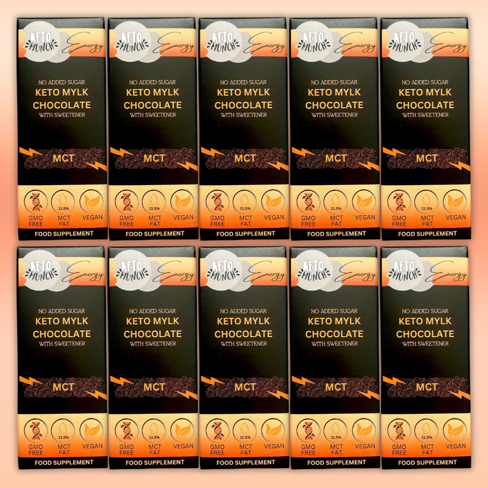 Keto Munch Energy - MCT Keto Mylk chocolate bar 40g x 10 - 10 Packs Box (multipack bundle)