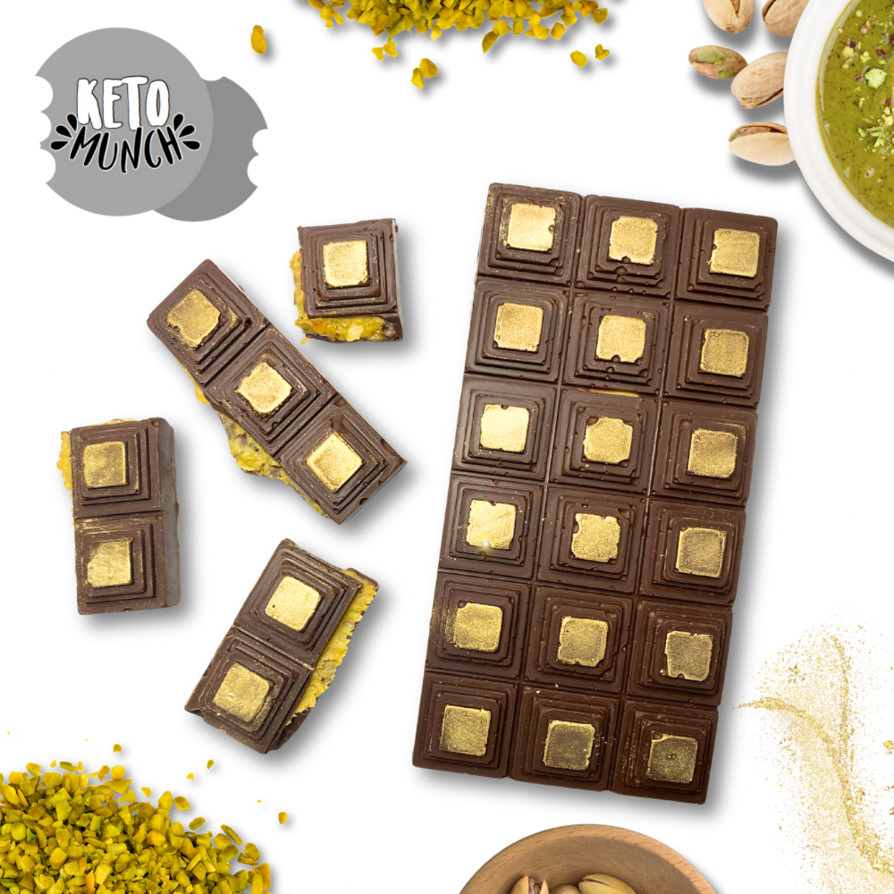 Keto Munch Cream Keto Chocolate - Dubai Style Viral Pistachio Chocolate - Large Chunky Bar 150g