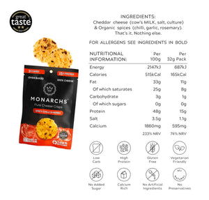 Monarchs Pure Cheese Crisps Spicy Chilli & Herbs - (6 Pack)