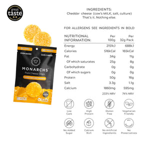 Monarchs Pure Cheese Crisps Tangy Mature Cheddar - (6 Pack)