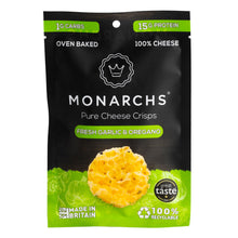 Load image into Gallery viewer, Monarchs Pure Cheese Crisps Fresh Garlic &amp; Oregano