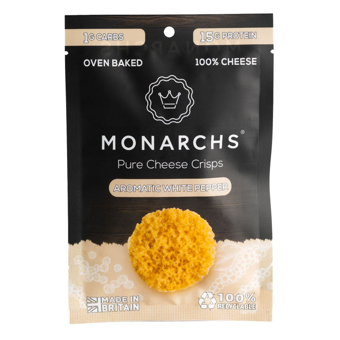 Monarchs Pure Cheese Crisps 
Aromatic White Pepper