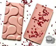 Load image into Gallery viewer, No Added Sugar Pink Keto Chocolate Bar - Raspberry White
