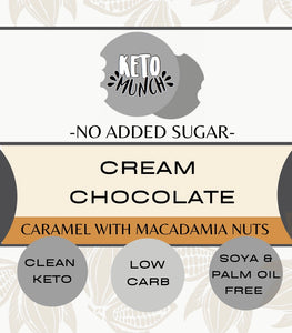 No Added Sugar Cream Keto Chocolate Bar with sweetener - Caramel with macadamia nuts