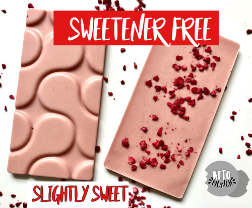 No Added Sugar Pink Keto Chocolate Bar - Raspberry White Sweetener Free