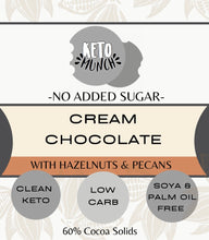 Load image into Gallery viewer, No Added Sugar Cream Keto Chocolate Bar with sweetener - Hazelnuts and pecans