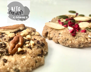 4 Pack Keto Low Carb Raw Energy Cookies 'Powered by Fat' - Mixed Box - 2xVanilla Raspberry & 2x Nutty Caramel - 4 Cookies Pack (4 x 30g),keto-munch-bites.